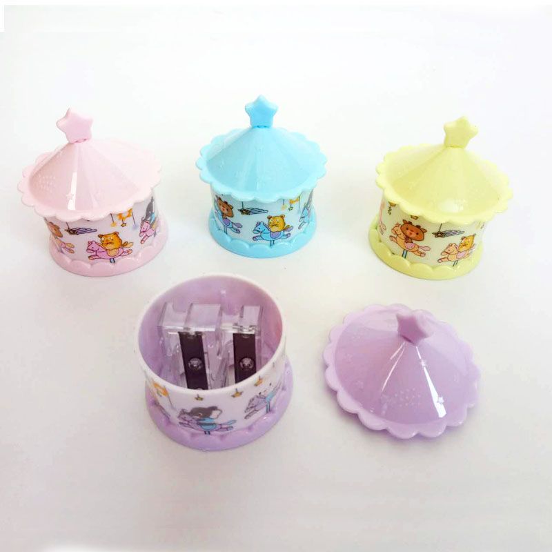 旋转木马卷笔刀可爱转笔刀迷你卡通铅笔刀削笔器学生文具8099