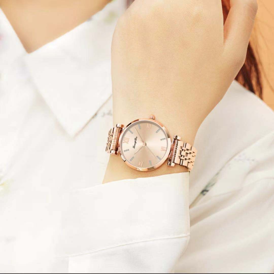 LONGBO龙波品牌新品腕表韩版女士石英手表休闲简约三针实心钢带详情图4