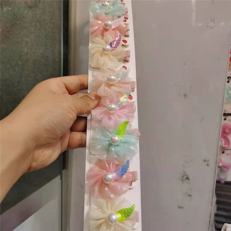 Flower Shadow Colorful, a popular online hit, girls' candy, multi-color pearl hair tie, hair clip and headwear detail image 2