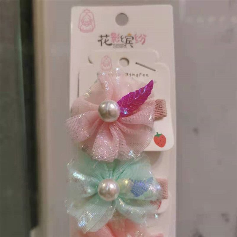 Flower Shadow Colorful, a popular online hit, girls' candy, multi-color pearl hair tie, hair clip and headwear Specification image