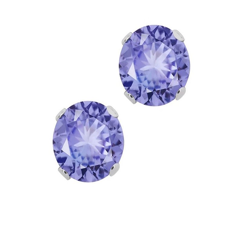 Korean-style retro titanium steel zircon earrings, trendy Korean-style fashionable, elegant and individual zircon earrings, 4-prong and 6-prong round earrings Specification image