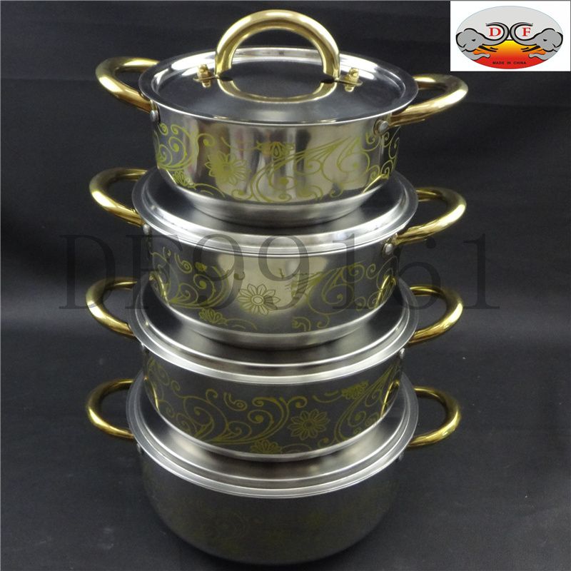 DF99161 Gold ear painting Kitchen pot Stainless steel stockpot two ear pot Kitchen Hotel supplies DF Trading House