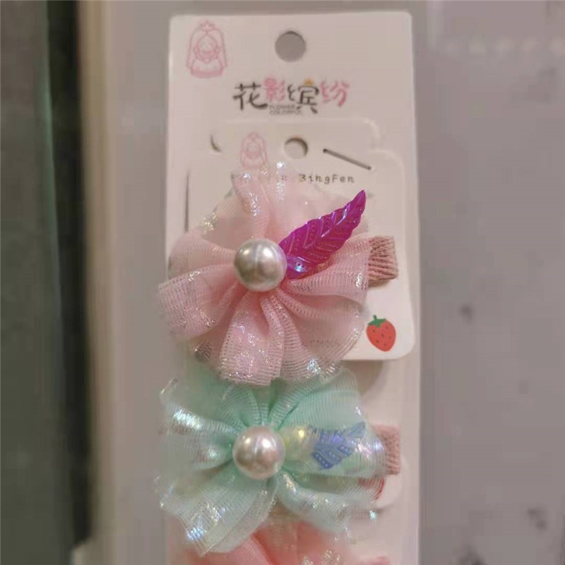 Flower Shadow Colorful, a popular online hit, girls' candy, multi-color pearl hair tie, hair clip and headwear detail image 3