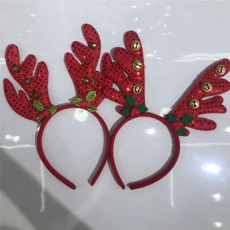 Christmas hair accessories, elk headbands, bells, children's dress-up hair bands detail image 1