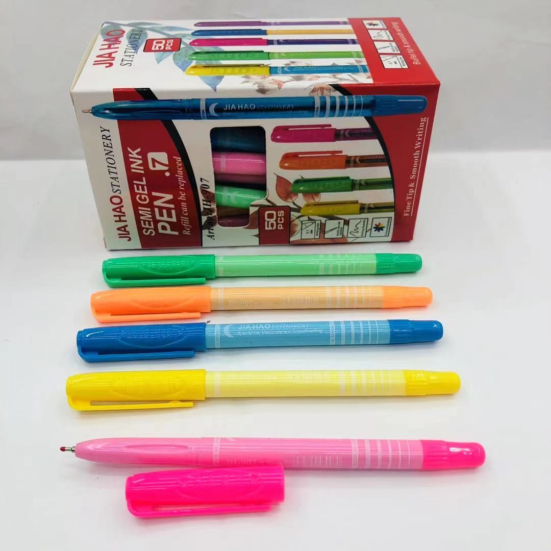 马卡龙色圆珠笔中油笔彩虹色护目色透明杆原子笔详情图2