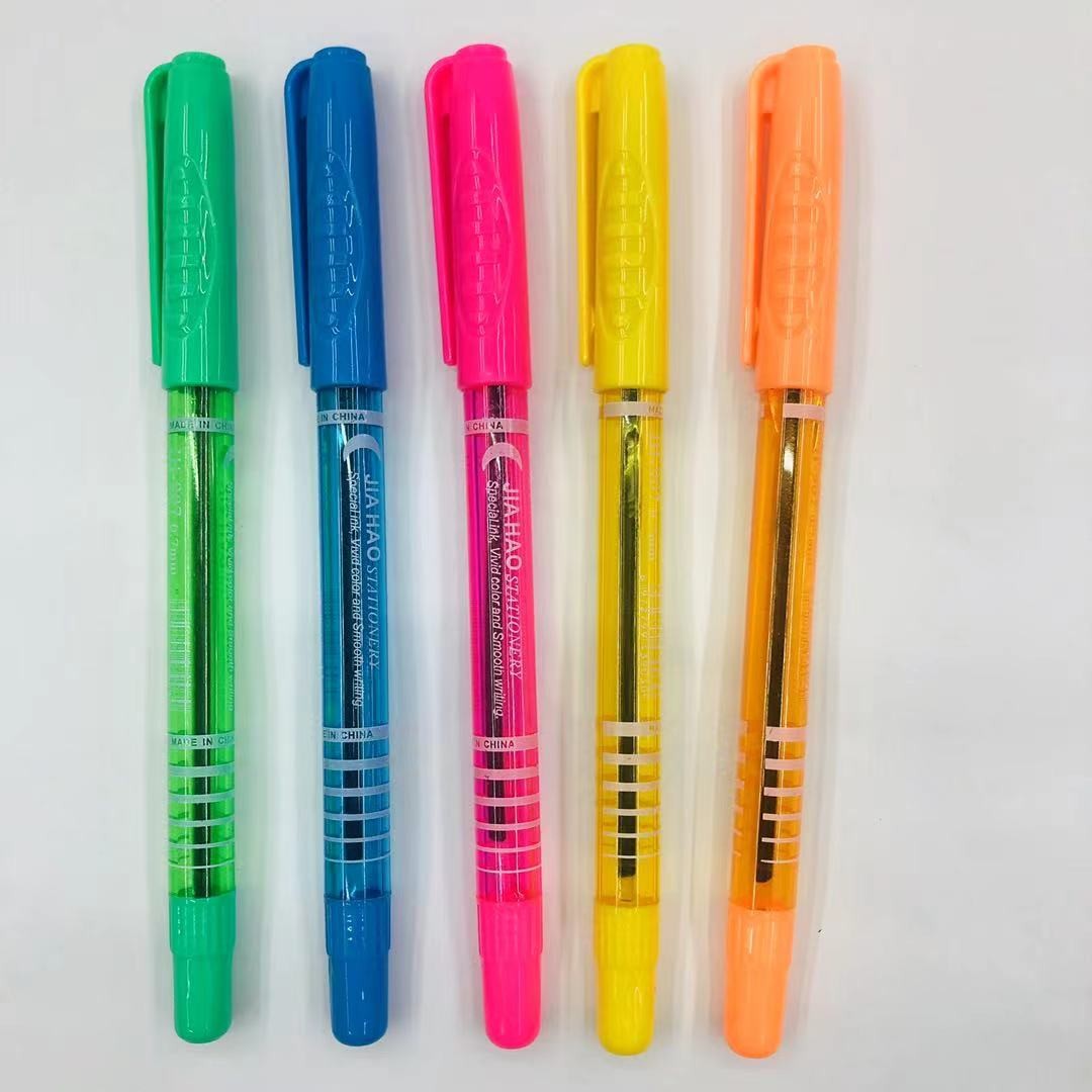 马卡龙色圆珠笔中油笔彩虹色护目色透明杆原子笔详情图10