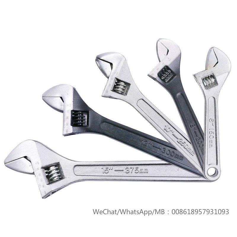 adjustable wrench  monkey wrench  活扳手 Specification drawing