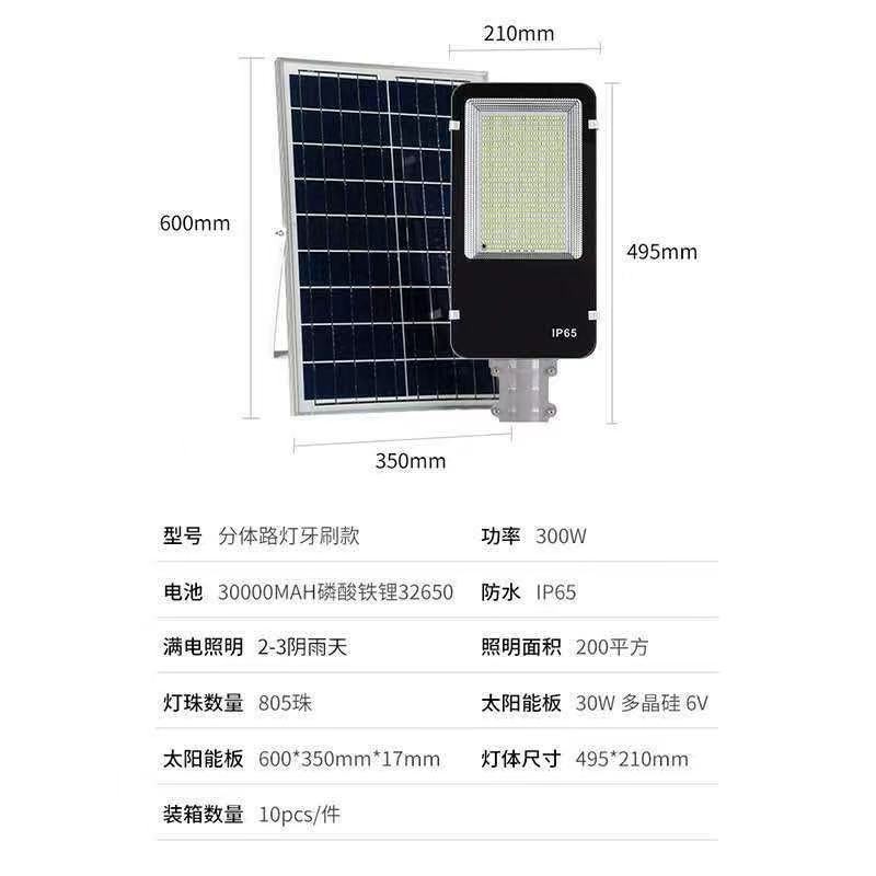 一体化LED太阳能路灯100W户外防水LED庭院灯感应路灯详情图14