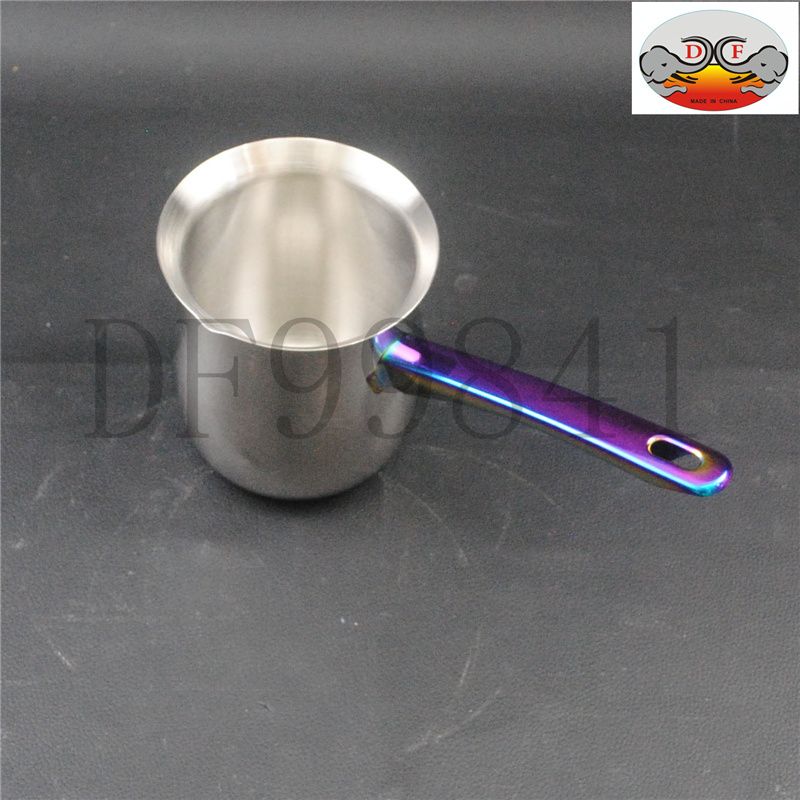 DF99841 Electroplated just-through handle Milk cup Stainless steel milk cup Turkish Coffee melting pot cup Small milk pot butter chocolate DF Trading House