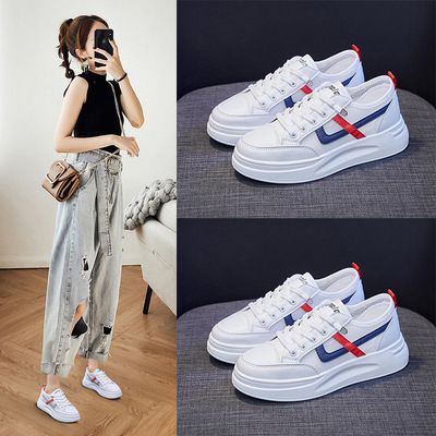 网面ins透气小白鞋女2021夏季新款韩版学生厚底松糕跑步板鞋Z22-1产品图