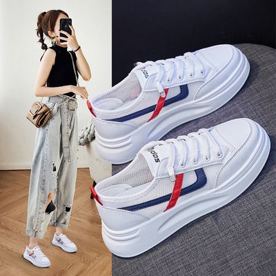 网面ins透气小白鞋女2021夏季新款韩版学生厚底松糕跑步板鞋Z22-1