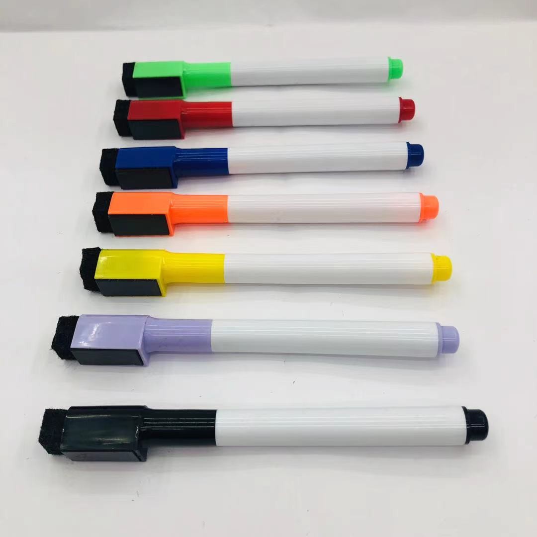 磁性7色可擦笔干擦带刷带磁铁白板笔记号笔马克笔详情图2