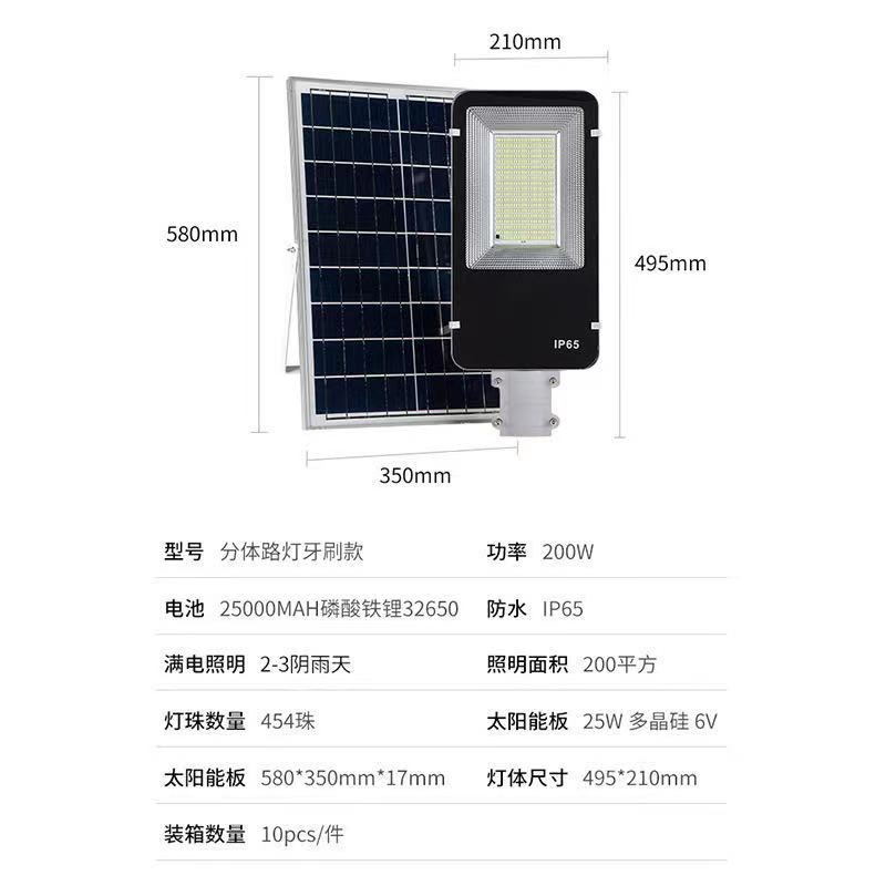 一体化LED太阳能路灯100W户外防水LED庭院灯感应路灯详情图13