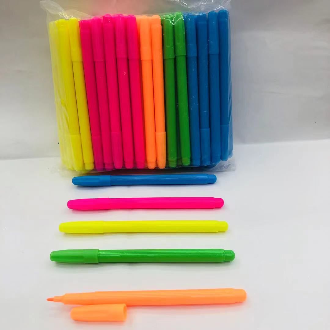 厂家供应创意学生用彩色笔 单头荧光笔重点划线标记号笔可定制白底实物图
