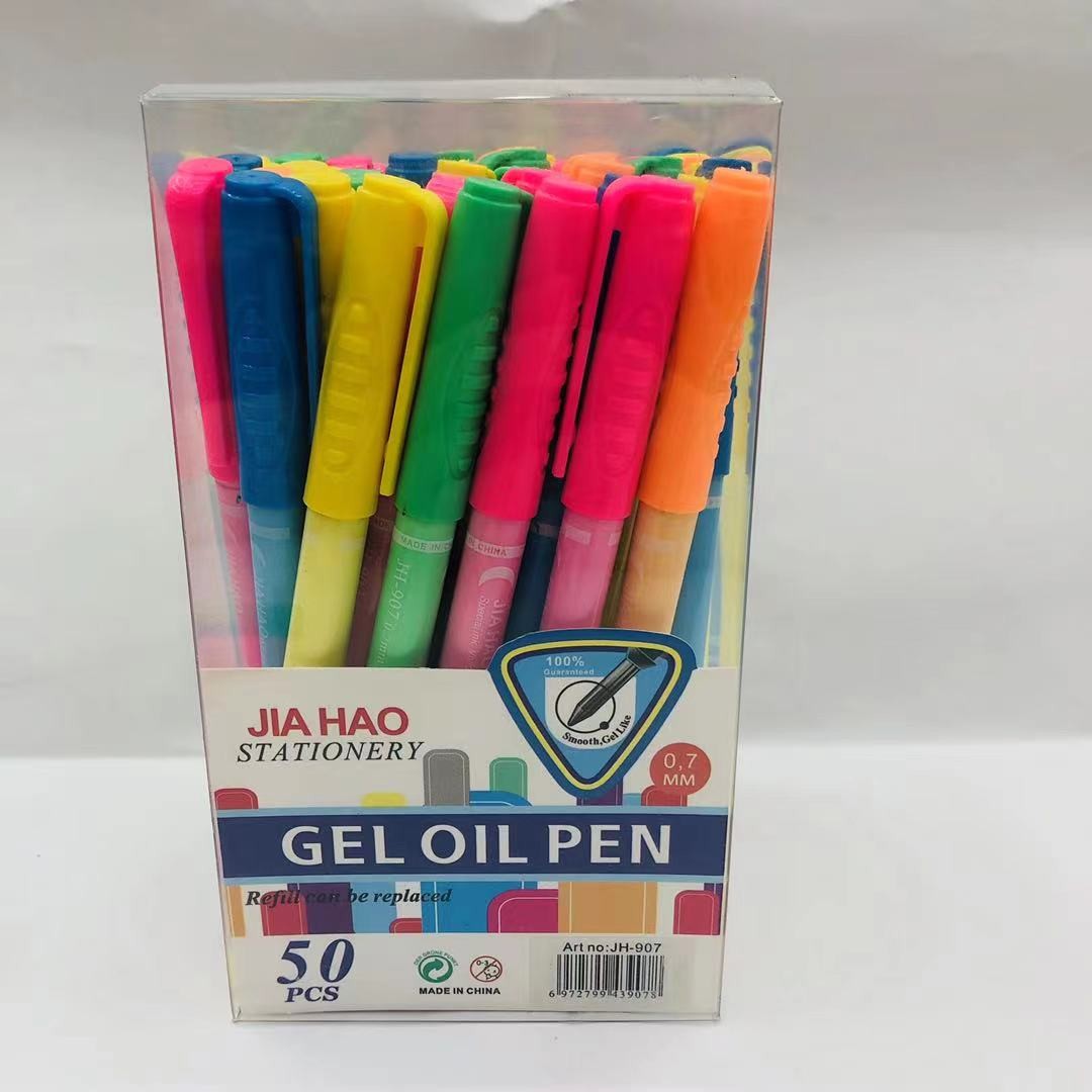 马卡龙色圆珠笔中油笔彩虹色护目色透明杆原子笔详情图5