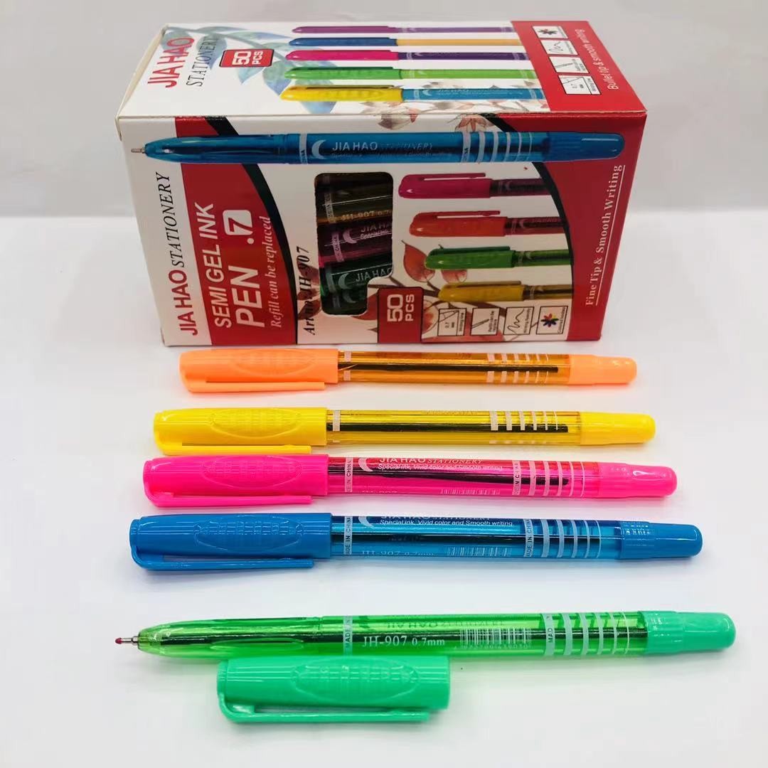 马卡龙色圆珠笔中油笔彩虹色护目色透明杆原子笔详情图9