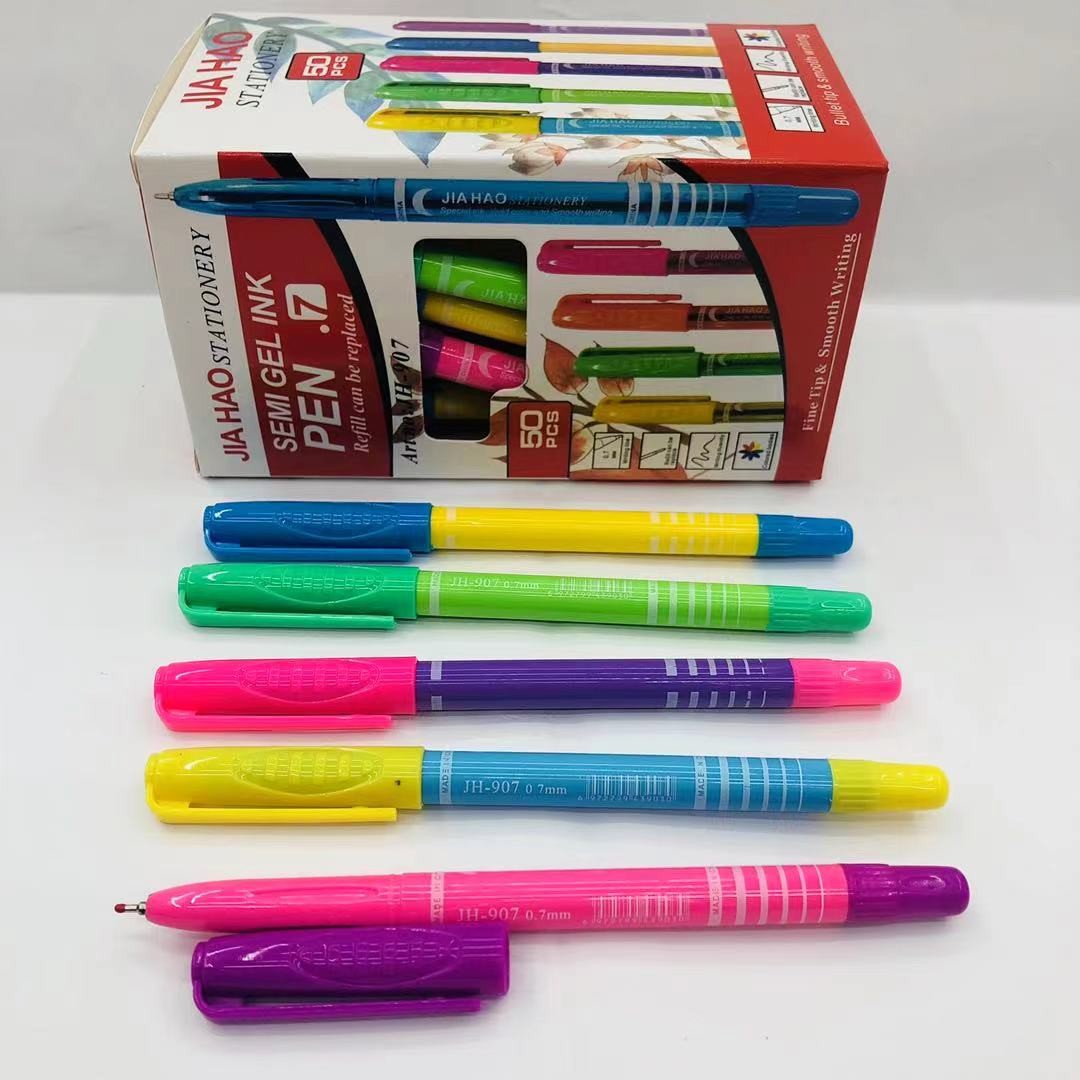 马卡龙色圆珠笔中油笔彩虹色护目色透明杆原子笔详情图11