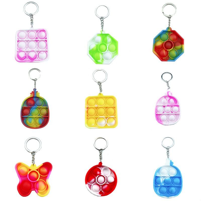Small rat Killer Pioneer camo keychain pendant Finger Bubble music stress relief toy Round octagon rhomboid Unicorn Pinch music toy