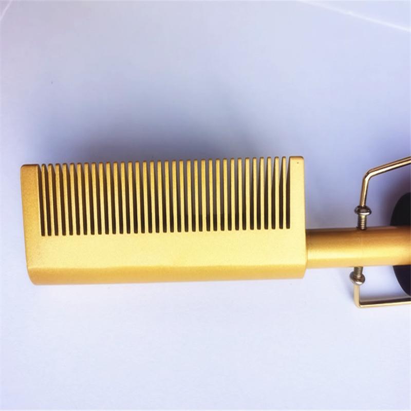 Multi-functional copper-colored comb, dry and wet dual-purpose curling and straightening stick, Amazon's best-selling electric hair perming comb details Picture