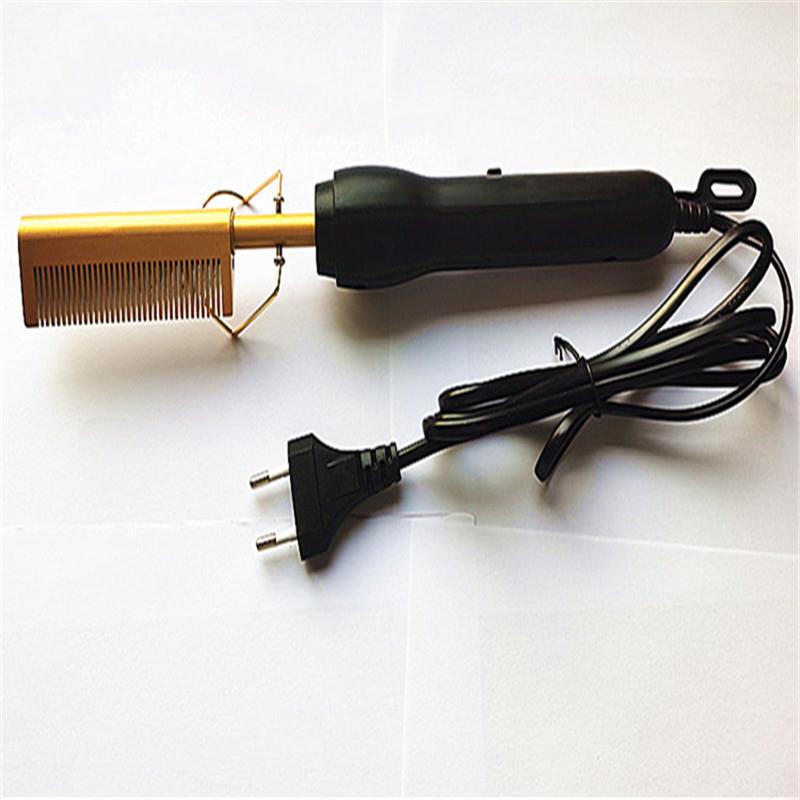 Multi-functional copper-colored comb, dry and wet dual-purpose curling and straightening stick, Amazon's best-selling electric hair perming comb Application Scenario