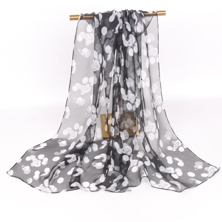 Jane Eyre Silk Edge 2022 spring and summer new 50*160 georgette spot women's silk scarf floral decoration printed long scarf shawl beach towel thumbnail