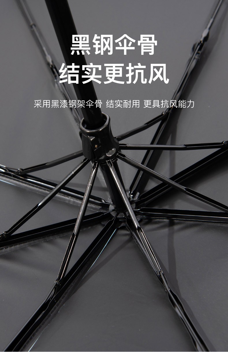 义乌好货百年同舟双F时尚潮流晴雨伞折叠太阳伞黑胶防晒遮阳伞9659双F详情图10