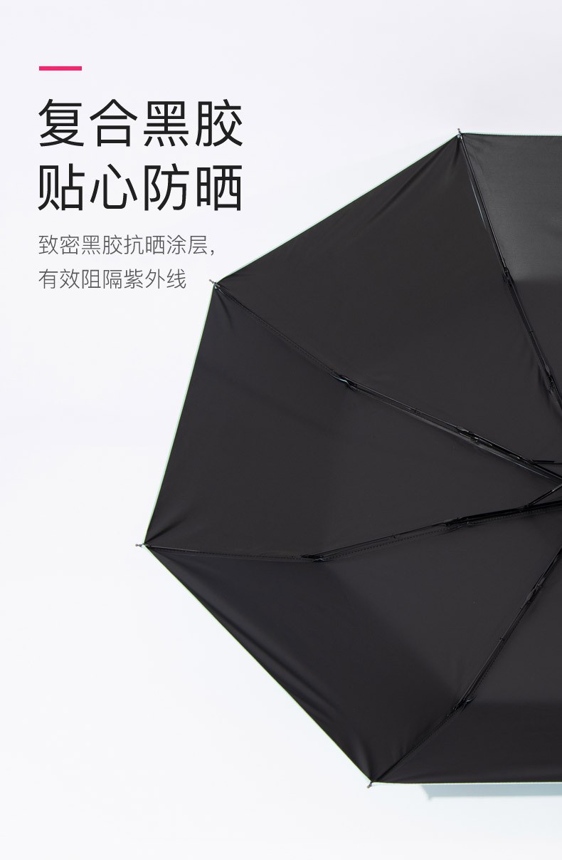 义乌好货百年同舟双F时尚潮流晴雨伞折叠太阳伞黑胶防晒遮阳伞9659双F详情图3