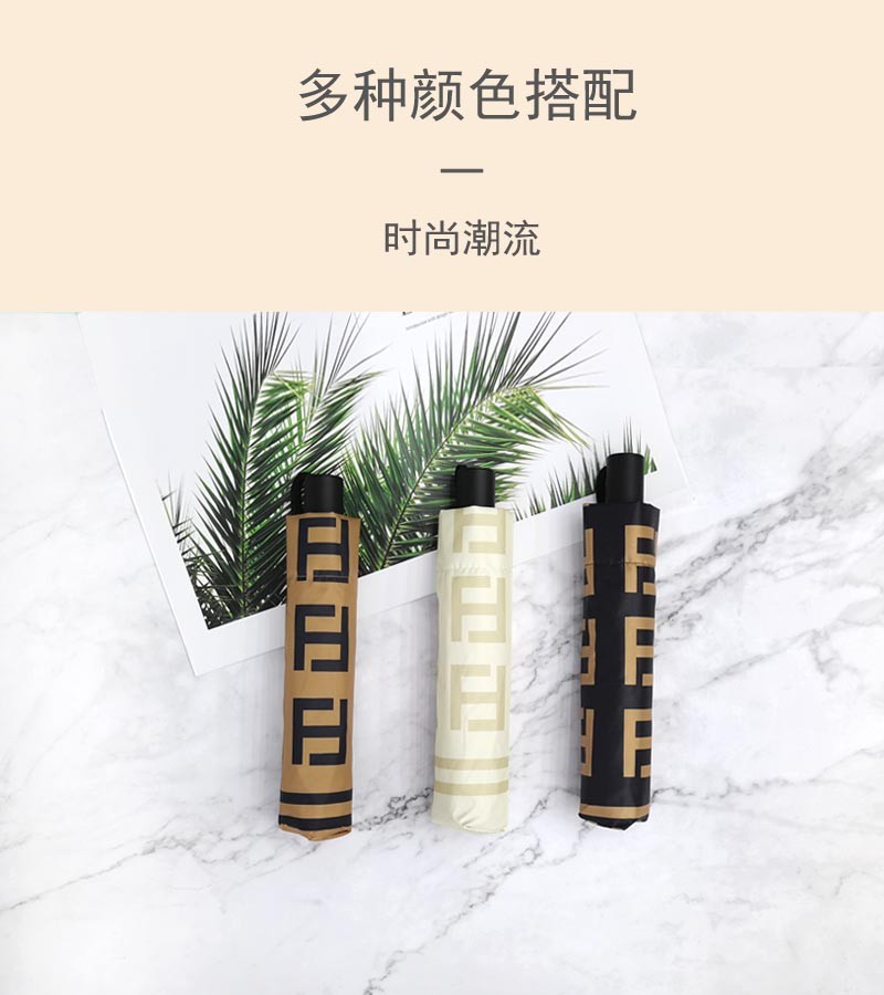 义乌好货百年同舟双F时尚潮流晴雨伞折叠太阳伞黑胶防晒遮阳伞9659双F详情图2