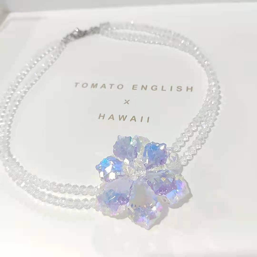 网红爆款女士气质优雅水晶花项链颈联情侣礼物