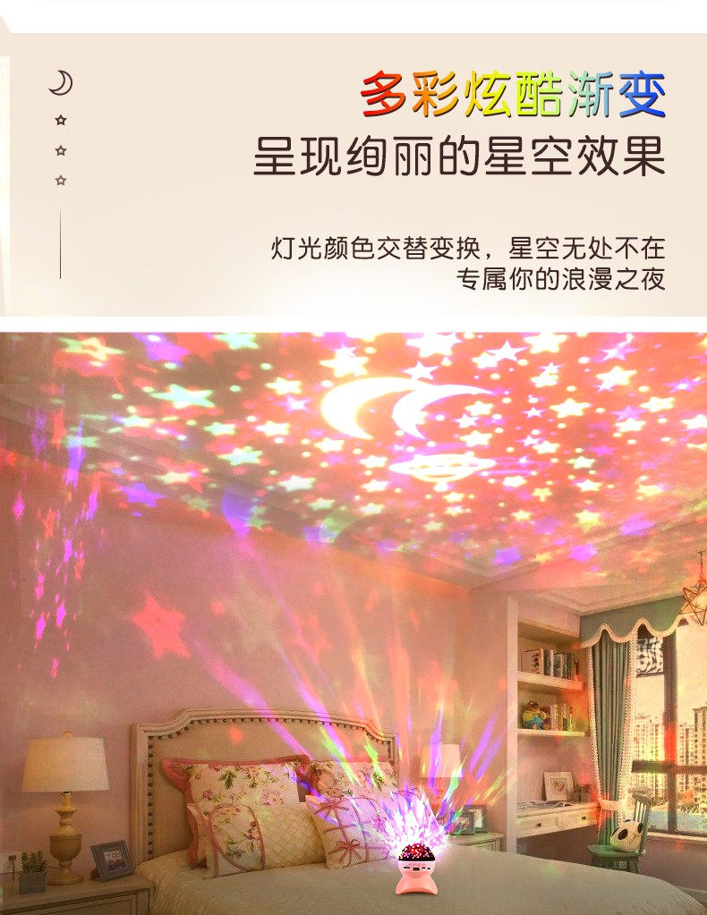 Cross-border LED creative gifts, starry sky music projector, Bluetooth music player, USB speaker, night light, starry sky table lamp detail image 3
