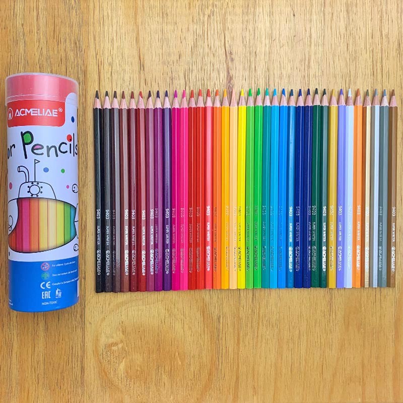 Colored pencils detail view showing vibrant shades