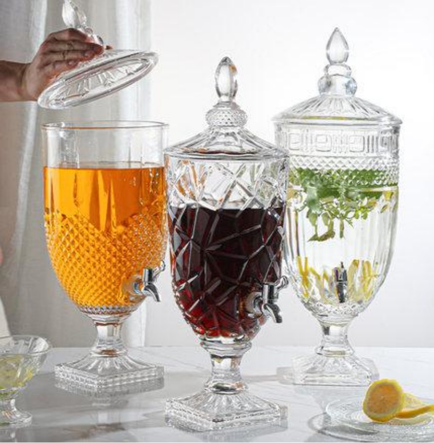 Glass juice jar, lemon tea buffet, cold drink juice VAT with faucet, chilled tea VAT, bar counter, juice drink machine, 2L detail image 1