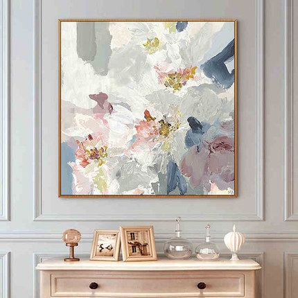 Hand-painted abstract oil painting, modern and simple Nordic abstract flower decoration for the living room entrance, large hanging painting for the dining room details Picture