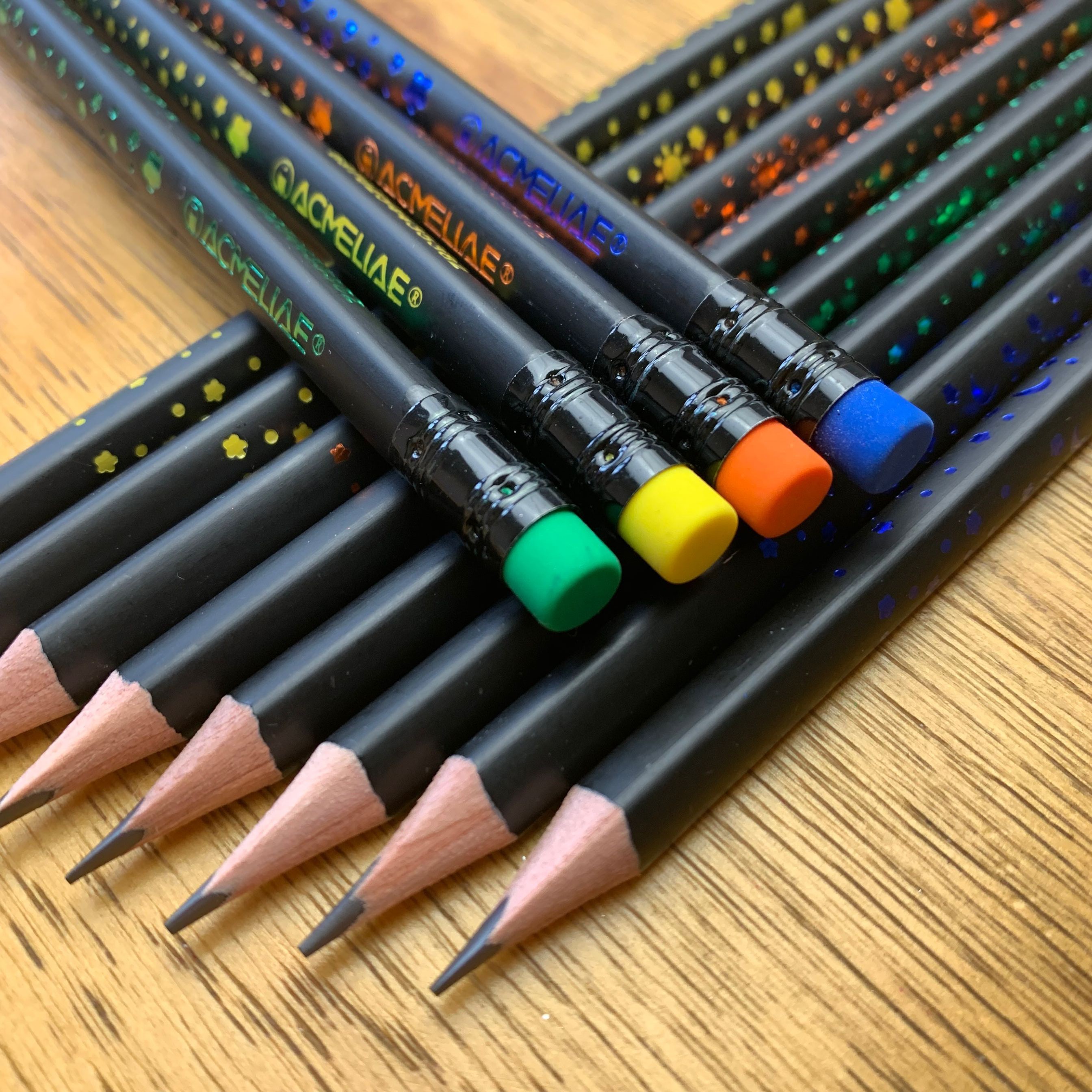 Black Matte Triangular Rod Star Leather Pencil (In Stock) Specification drawing