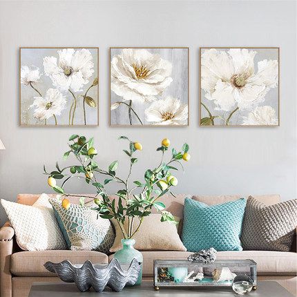 手绘抽象油画 玄关餐厅装饰画 现代简约北欧风格花卉挂画如花似玉