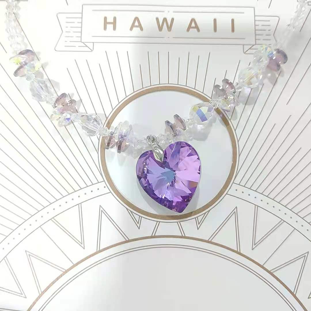 少女网红爆款气质优雅水晶爱心项链颈联情侣礼物详情图3