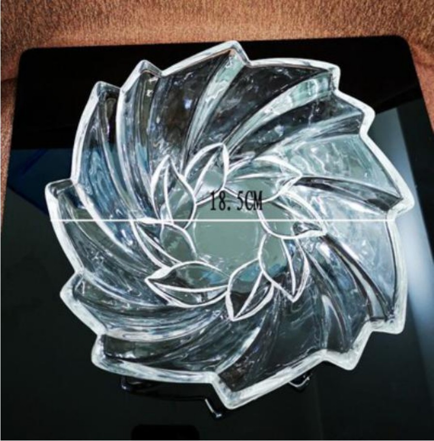 Glass plate, household fruit plate, snack plate, fruit bowl, square whirlwind fruit bowl, salad plate, multi-angled petal plate detail image 2