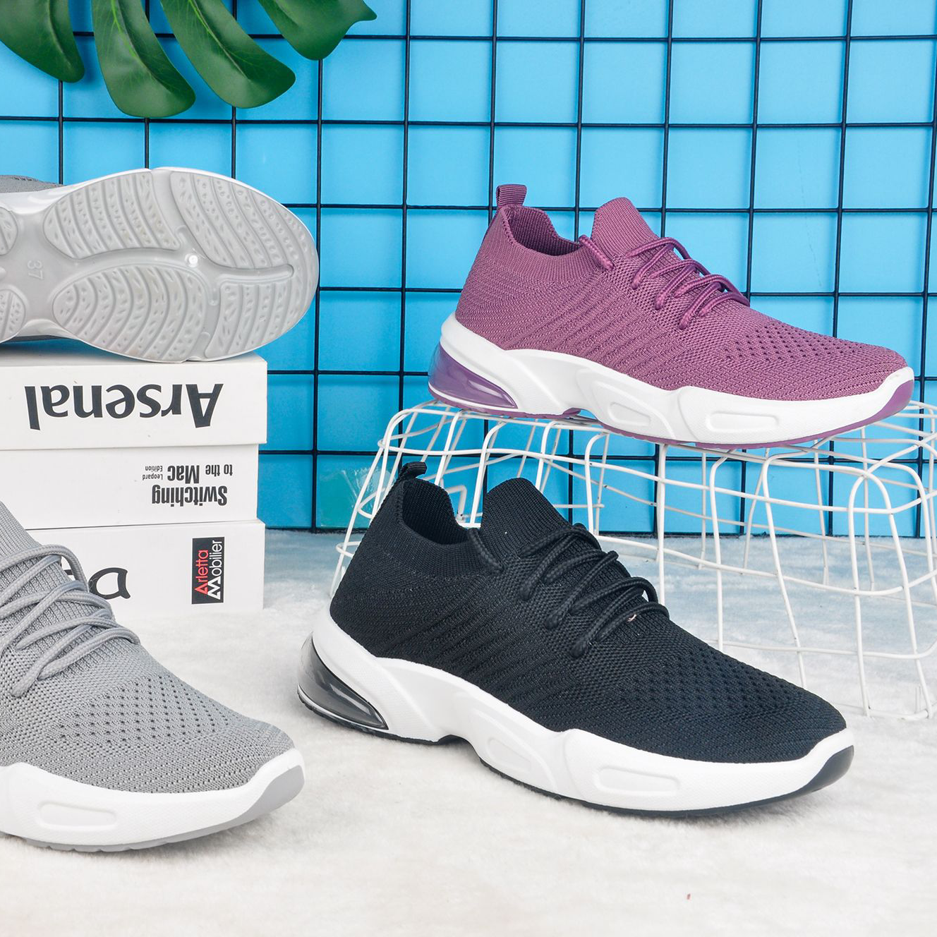 Ladies Flying Woven Casual Sports Shoes Breathable Export Custom Foreign Trade Own Factory Factory Direct Sales;
