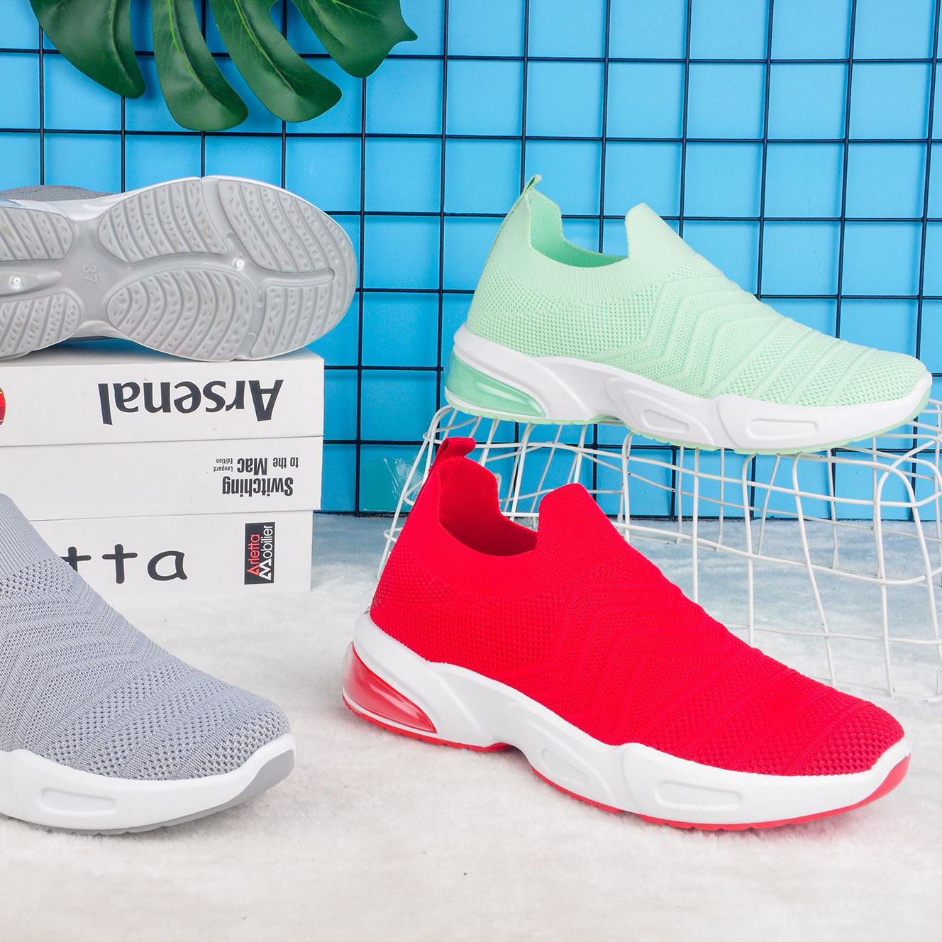 Ladies Fly Woven Casual Sports Shoes Breathable Export Custom Foreign Trade Own Factory Factory Direct Sales ~