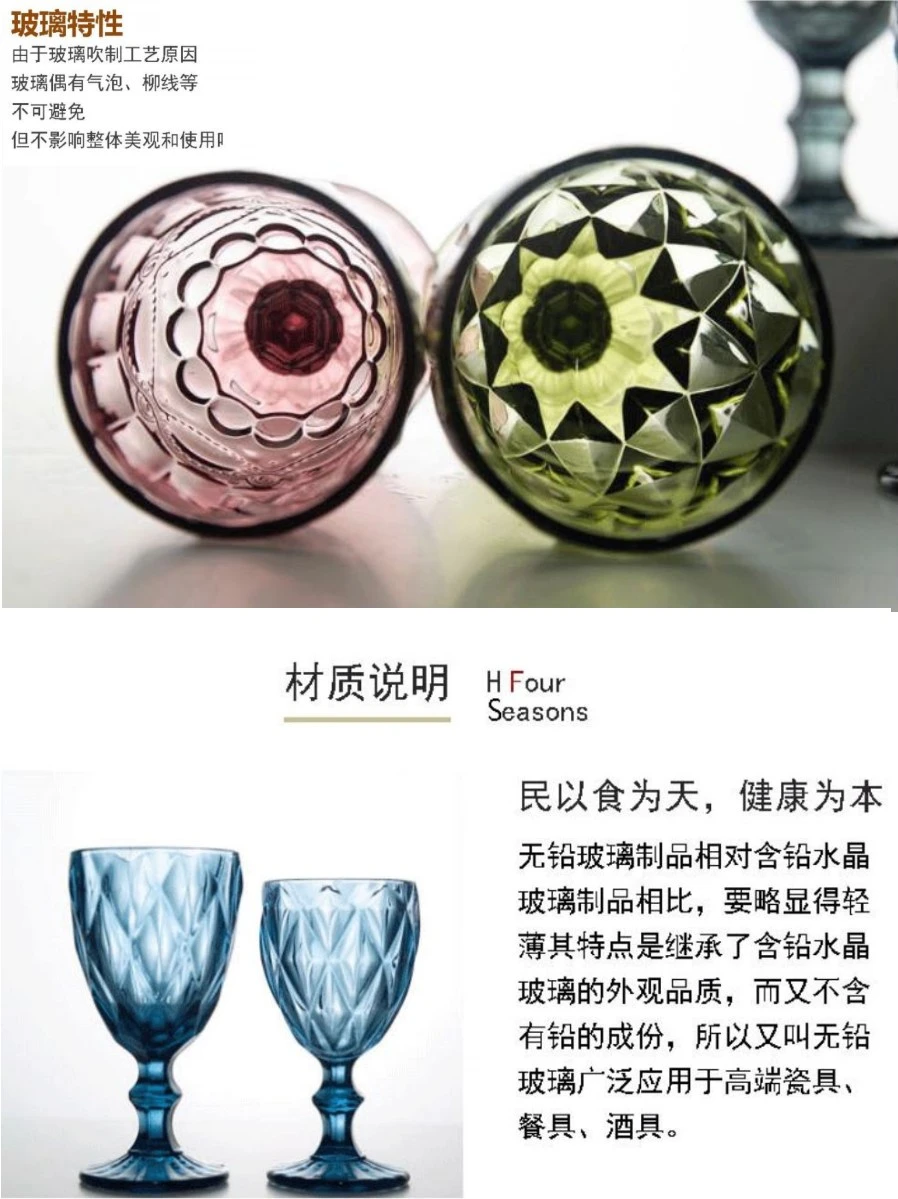 Nordic retro lead-free embossed glass highball glass, thickened foreign wine glass, fruit wine glass and water glass detail image 5