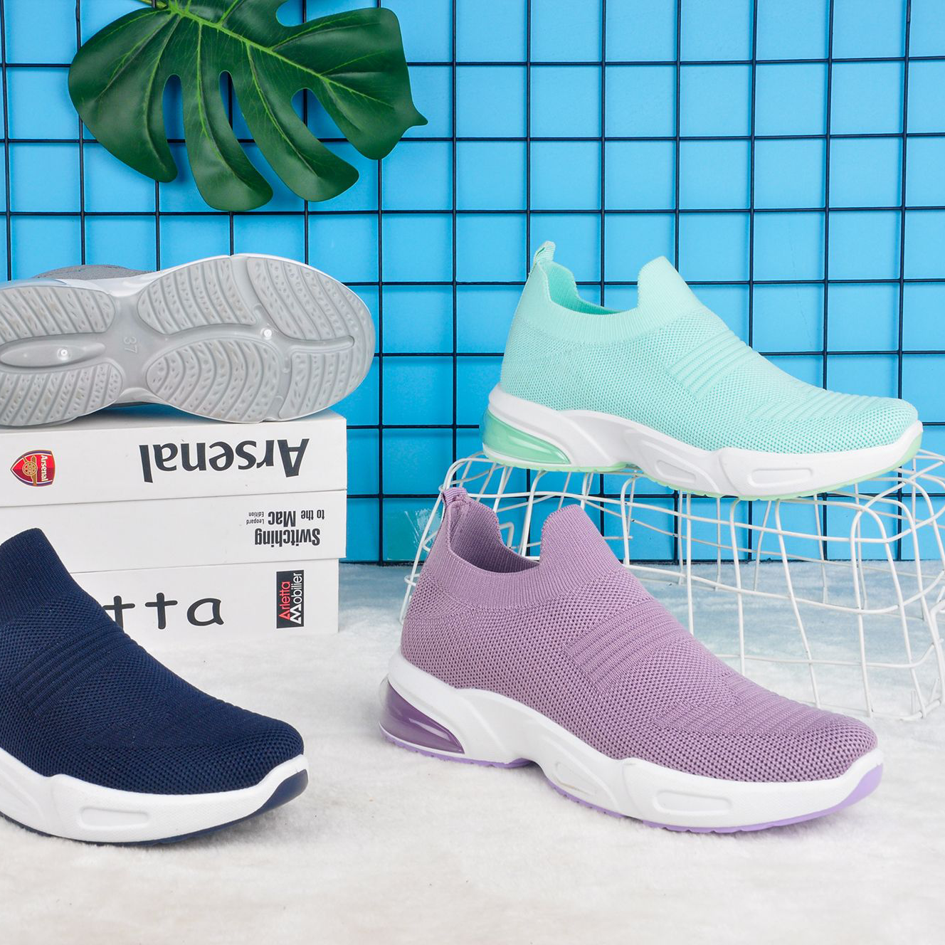 Ladies Fly Woven Casual Sports Shoes Breathable Export Custom Foreign Trade Own Factory Factory Direct Sales...