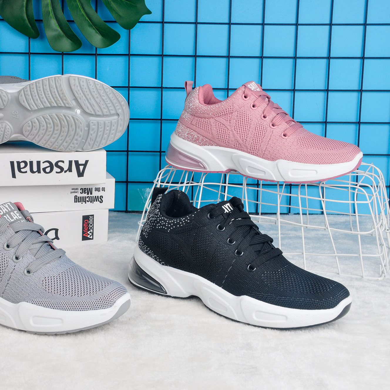 Ladies Fly Woven Casual Sports Shoes Breathable Export Custom Foreign Trade Own Factory Factory Direct Sales......