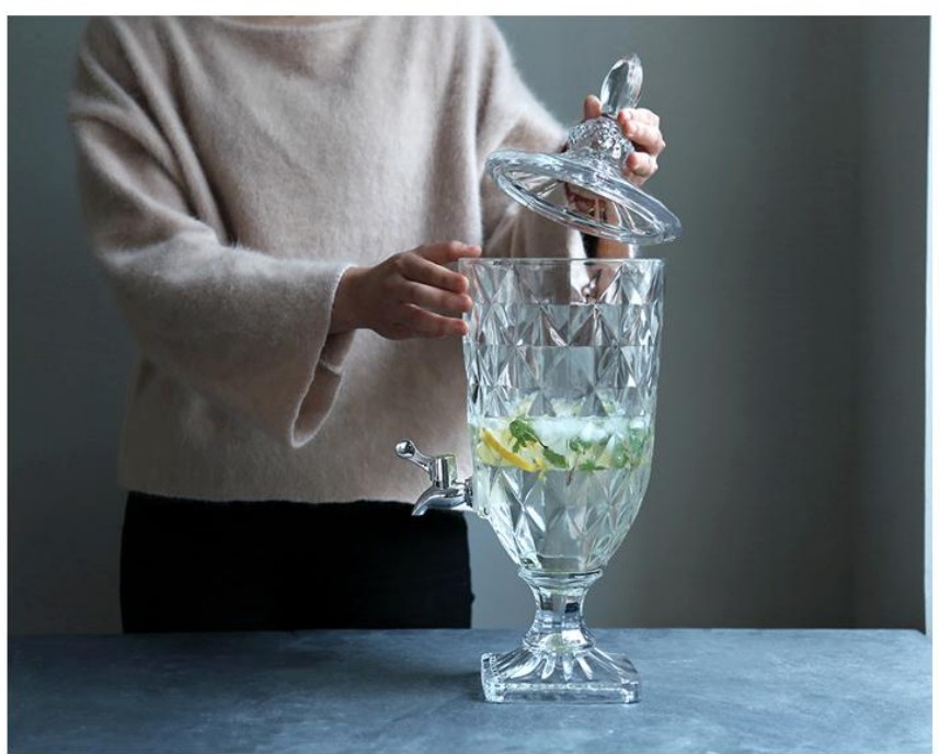 Glass juice jar, lemon tea buffet, cold drink juice VAT with faucet, chilled tea VAT, bar counter, juice drink machine, 2L detail image 3