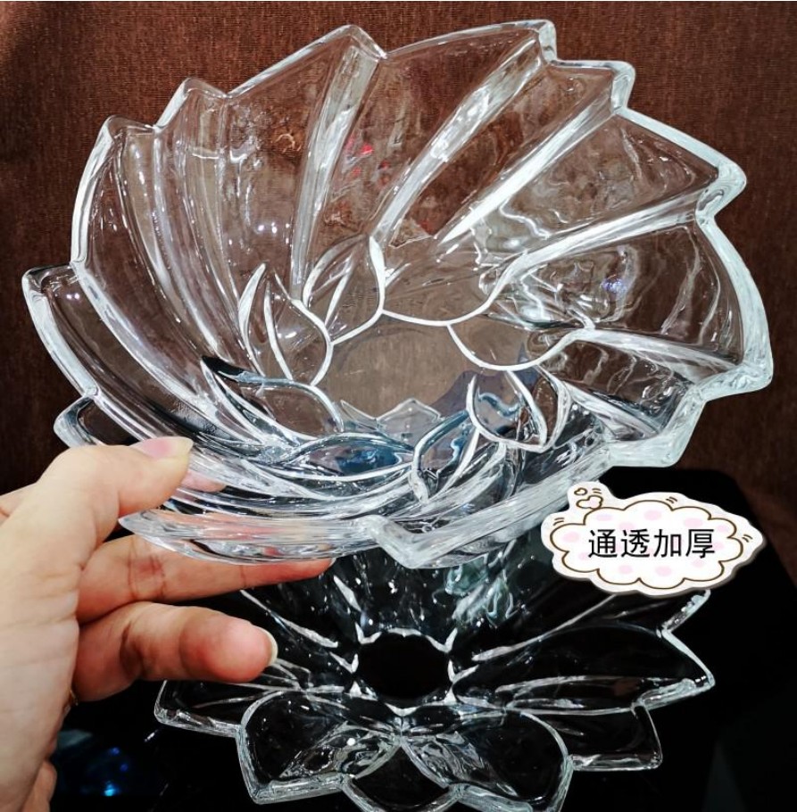 Glass plate, household fruit plate, snack plate, fruit bowl, square whirlwind fruit bowl, salad plate, multi-angled petal plate detail image 4