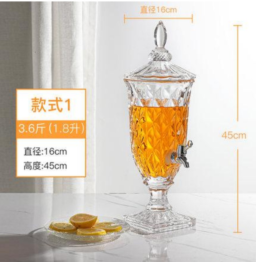 Glass juice jar, lemon tea buffet, cold drink juice VAT with faucet, chilled tea VAT, bar counter, juice drink machine, 2L detail image 2