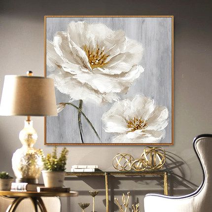 Hand-painted abstract oil paintings for the entrance and dining room decoration, modern and simple Nordic-style floral wall hangings