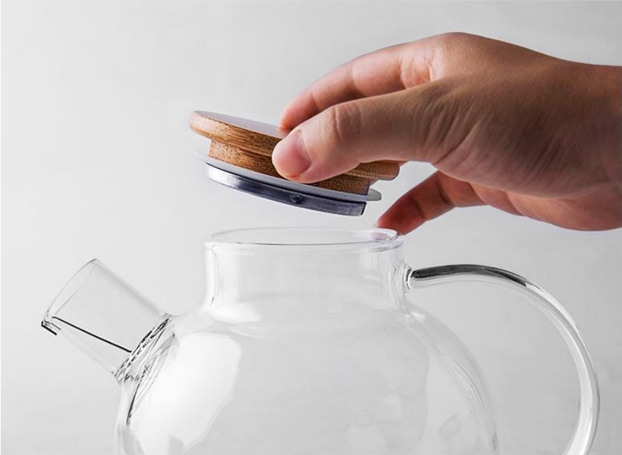 Glass kettle with lid, high-temperature filtering, cooling water kettle with lid, large-capacity teapot for brewing flower tea, double-layered glass cups, small size detail image 7