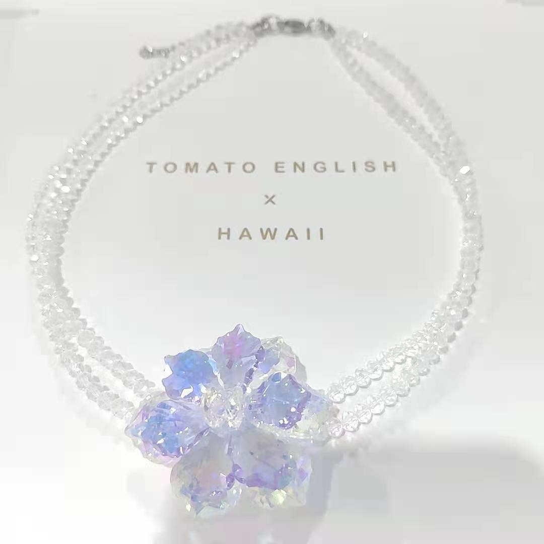 网红爆款女士气质优雅水晶花项链颈联情侣礼物详情图1