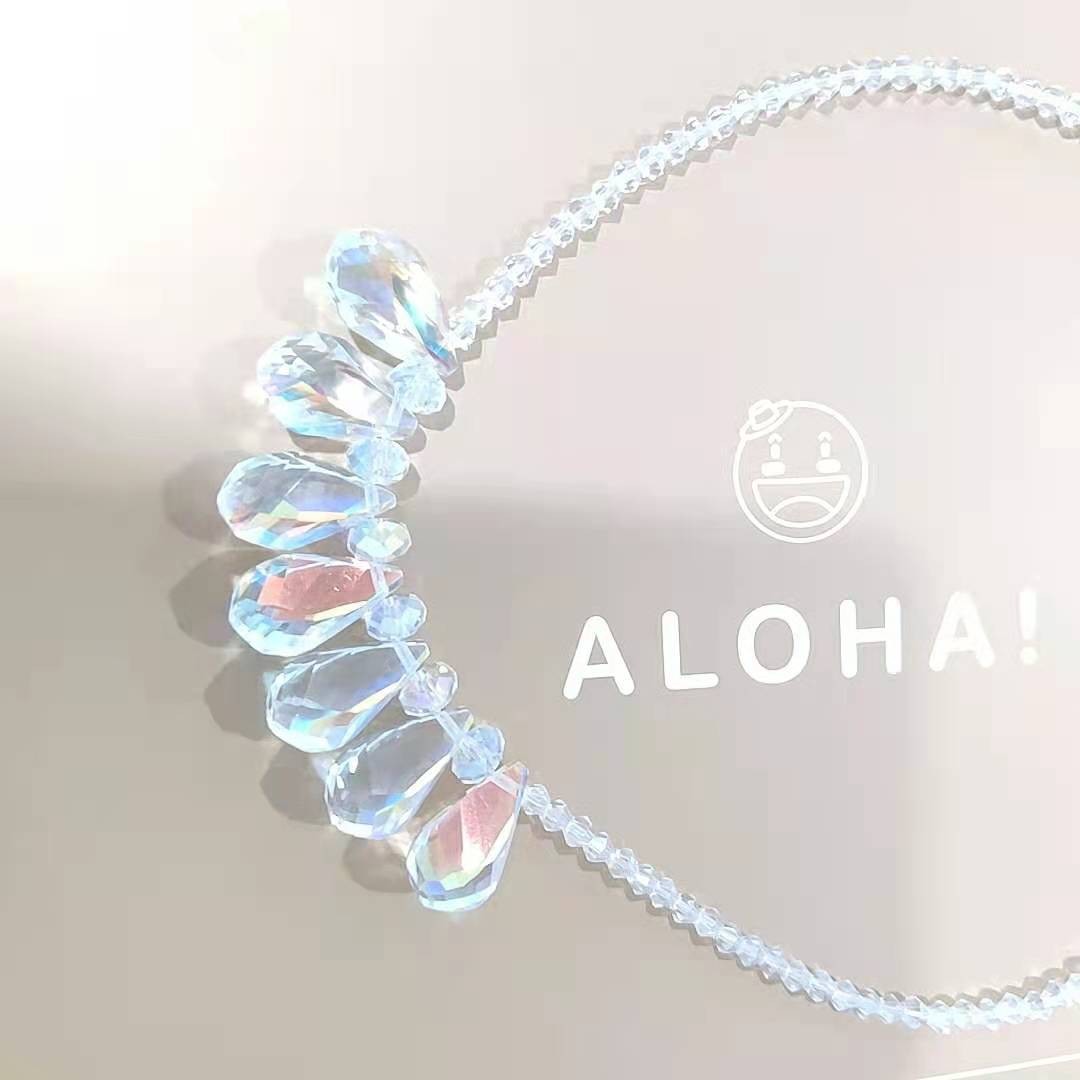 女士网红爆款气质优雅水晶坠项链颈联情侣礼物详情图1