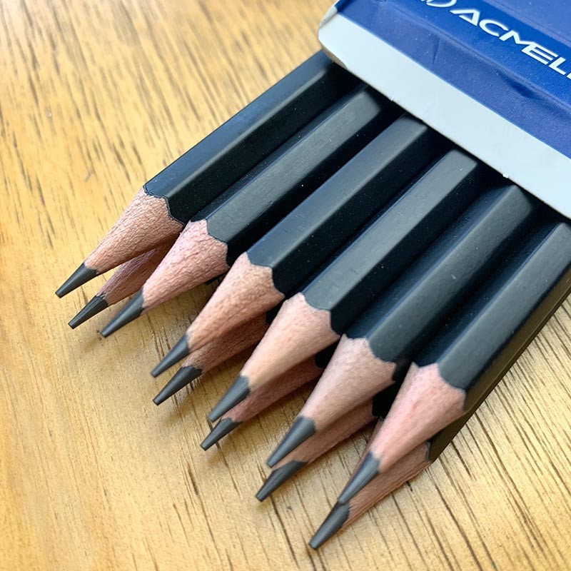 Black Matte Hex Bar Leather Lead Pencil (From Stock) full figure